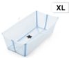 Flexi Bath X-large אמבטיה מתקפלת גדולה לשימוש בבית ובנסיעות עם פקק משנה צבע - שקוף/כחול ים