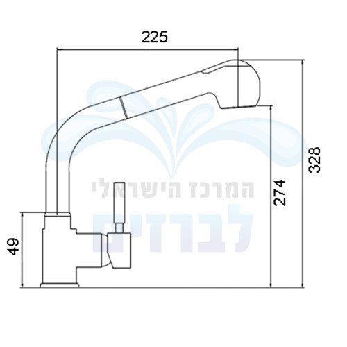 מידות מדגל 59810 | ברז ניצב לכיור מטבח מדגל גליל 59810 | פיה ארוכה נשלפת ˚90 | כרום ניקל | MADGAL.