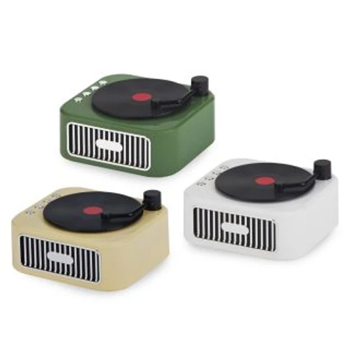 מיני רמקול בלוטוס בעיצוב פטיפון רטרו Retro Speaker - בז'