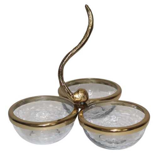 סל פיצוחים מחולק/3 ידית נחושת (11 ס