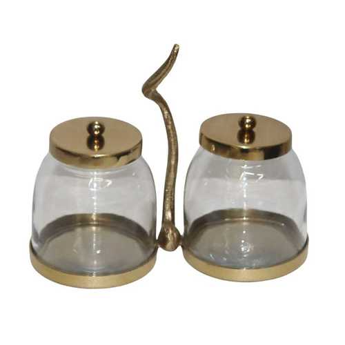 סט 2 צנצנות על סטנד עם ידית נחושת Y.C.031128