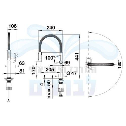 ברז מטבח קפיצי נשלף בלנקו קולינה מיני BLANCO CULINA-S Mini 519843 כרום | יבואן רשמי ניגא