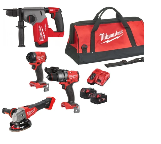 סט דבלין בתיק דור 4 + 2 סוללות 5A 18V  - מילווקי Milwaukee - סט 4 כלים