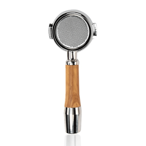 ידית חליטה חתוכה מעץ בוטומלס ECM Stainless Steel Wood Portafilter Bottomless