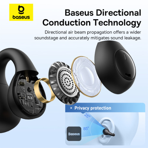 אוזניות אלחוטיות לספורט Baseus AirGo AS01 - צבע שחור