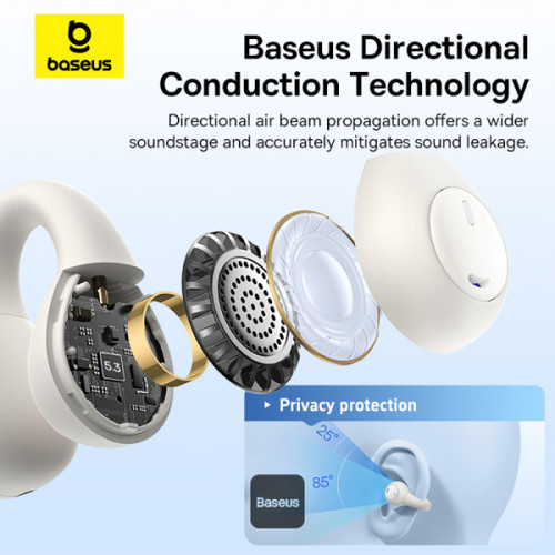 אוזניות אלחוטיות לספורט Baseus AirGo AS01 - צבע לבן