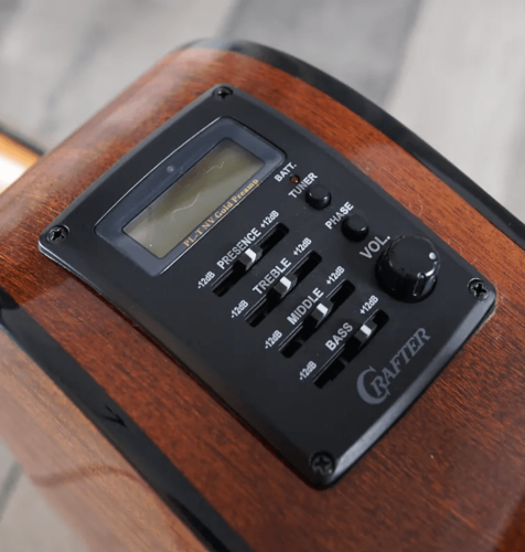 גיטרה אקוסטית מוגברת HT 250CE MH/BR עם Cutaway בצבע חום מהגוני מבריק + תיק מרופד מבית CRAFTER