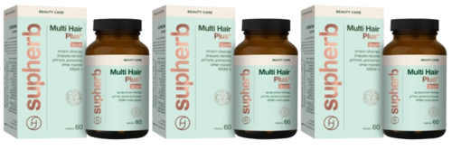 Multi Hair Plus | מולטי אייר פלוס | נשים | 180 כמוסות | מבצע שלישייה |  סופהרב | SUPHERB
