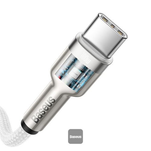 כבל טעינה Baseus Cafule Type-C to Type-C 100W 1M - צבע לבן