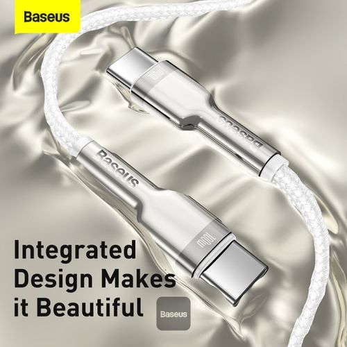 כבל טעינה Baseus Cafule Type-C to Type-C 100W 1M - צבע לבן