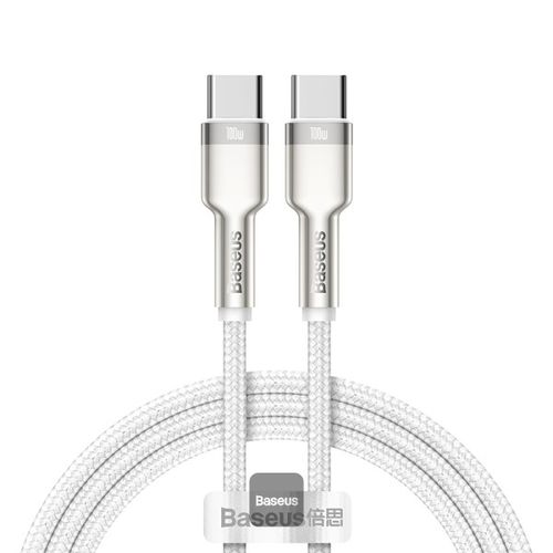 כבל טעינה Baseus Cafule Type-C to Type-C 100W 1M - צבע לבן