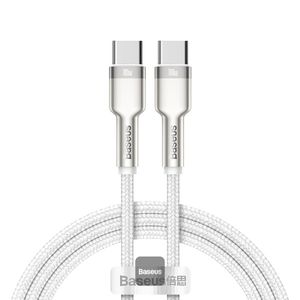 כבל טעינה Baseus Cafule Type-C to Type-C 100W 1M - צבע לבן