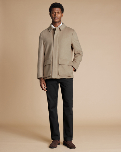 מעיל צמר  -Wool City Coat - Stone