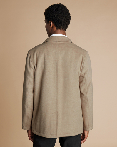 מעיל צמר  -Wool City Coat - Stone