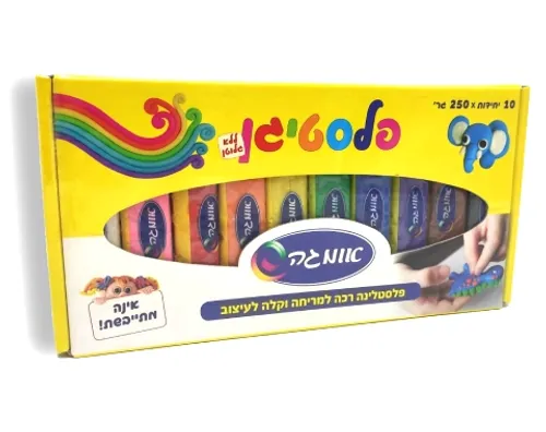 מארז פלסטלינה פלסטיגן 10 יח' - 250 גרם