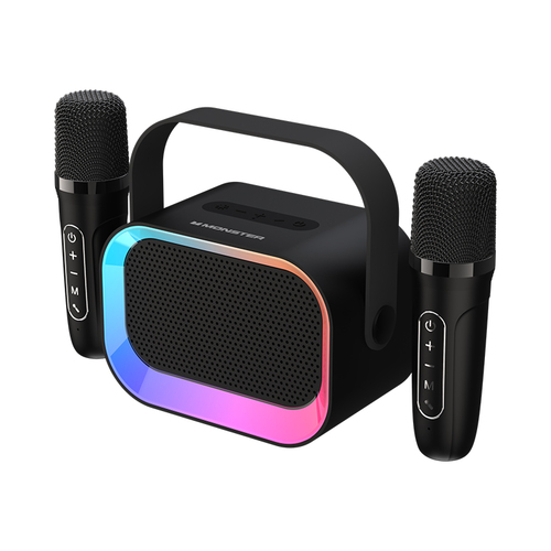 רמקול קריוקי Monster Airfree GK600 RGB קומפקטי עם 2 מיקרופונים