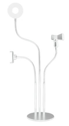 תאורת רינג עם מעמד לטלפון ותופסן למיקרופון צבע לבן