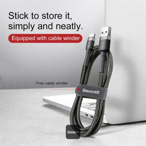 כבל טעינה Baseus Cafule USB-A to Type-C 66W 1M - צבע שחור
