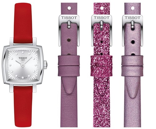 Tissot T0581091603600 LOVELY משובץ יהלומים לנשים סט עם 3 רצועות מתנה