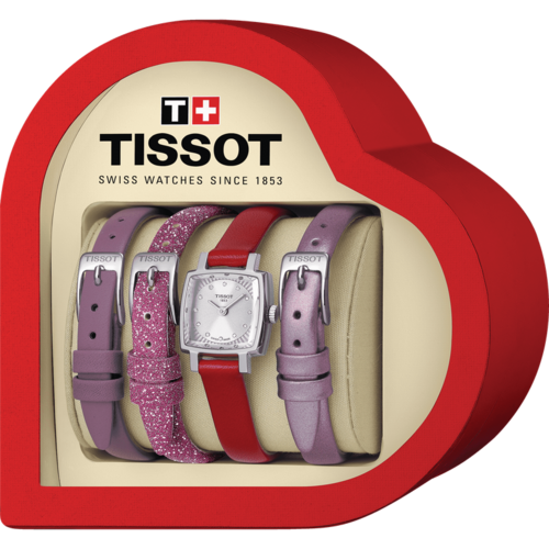 Tissot T0581091603600 LOVELY משובץ יהלומים לנשים סט עם 3 רצועות מתנה