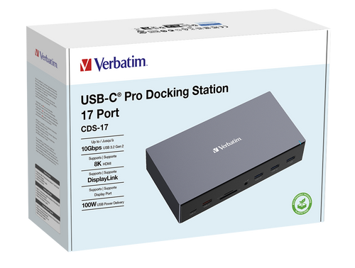תחנת עגינה VERBATIM USB-C PRO DOCKING STATION 17 PORT ורבטים