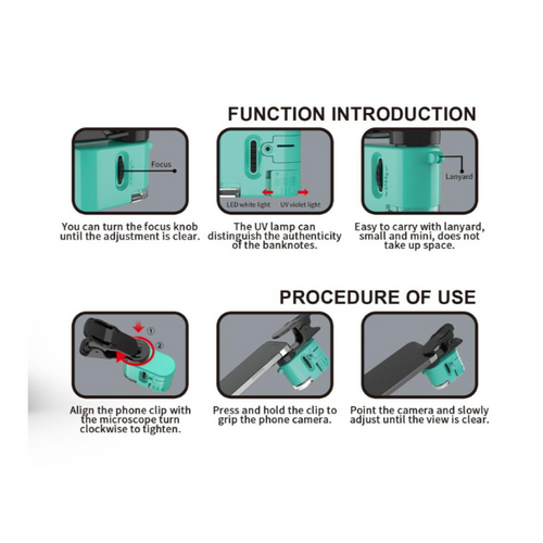 מיקרוסקופ כיס טורקיז מבית FOR THINK ROAD