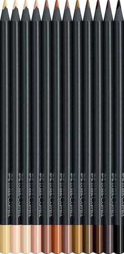 סט 12 עפרונות צבעוניים עם עץ שחור Black Edition - גווני גוף