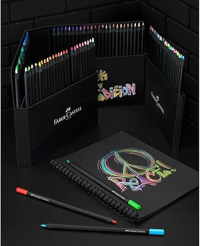 סט 100 עפרונות צבעוניים עם עץ שחור Black Edition  + מתקן לכל העפרונות