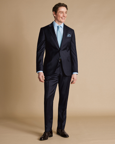 חליפה סלים פיט עם פסים - Stripe Suit - slim fit Suit- French Navy    