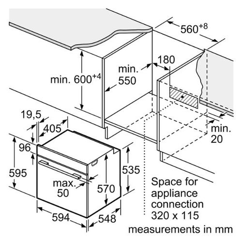 תנור בנוי 71 ליטר Bosch HBA534EB3 Serie 4 שחור | פולין