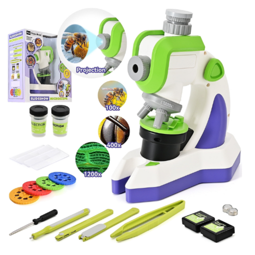 מיקרוסקופ לילדים + מקרן שקופיות מבית FOR THINK ROAD