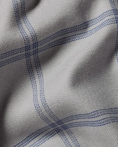 חולצה ללא צורך בגיהוץ גזרת סלים -Light grey large grid check non-iron twill slim fit shirt