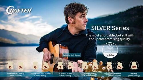 גיטרה אקוסטית HG-100/OPN בצבע טבעי SILVER Series + תיק מרופד מבית CRAFTER