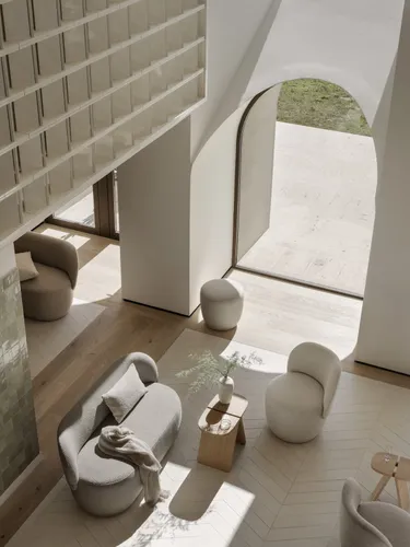פוף בוקלה בז' KUON Pouf beige