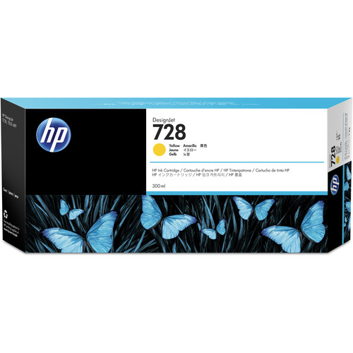 HP 728 300-ml Yellow DesignJet Ink Cartridge(F9K15A)                            