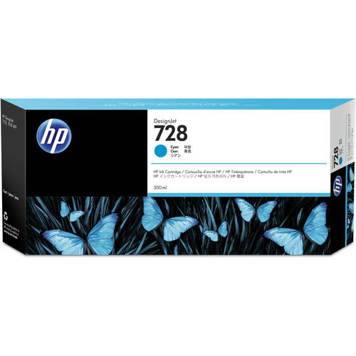 HP 728 300-ml Cyan DesignJet Ink Cartridge(F9K17A