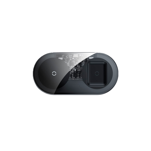 משטח טעינה אלחוטי כפול Baseus Simple 2-in-1, צבע שקוף, שנה אחריות יבואן רשמי