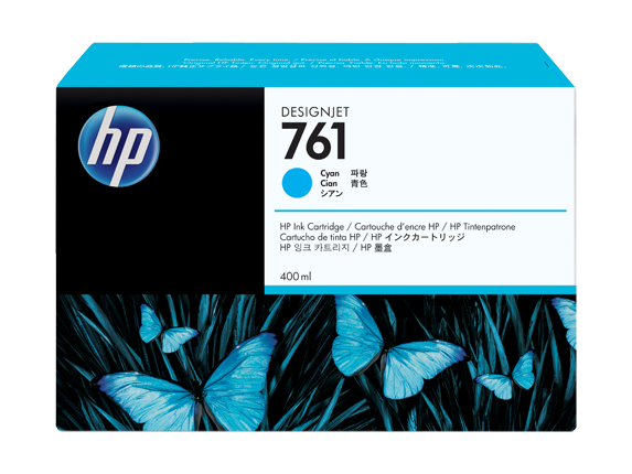 מחסנית דיו בציאן HP 761 DesignJet Ink Cartridge בנפח 400 מ"ל                            