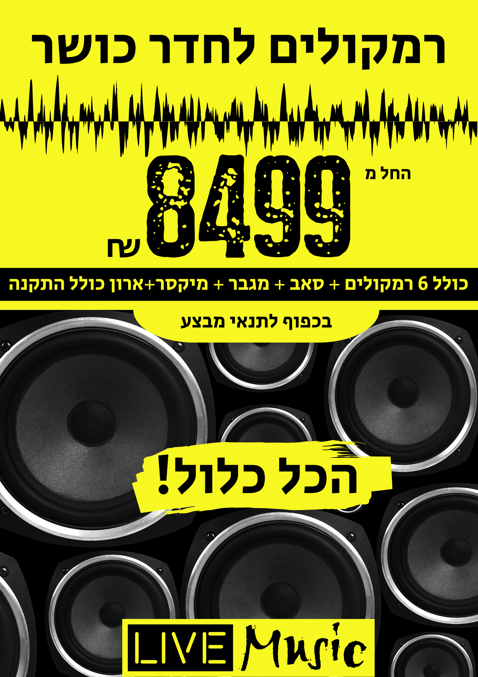 חבילת רמקולים לחדר כושר הכל כלול עם התקנה