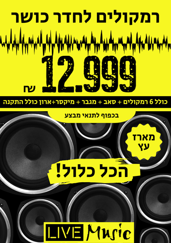 חבילת רמקולים מארז עץ לחדר כושר הכל כלול עם התקנה