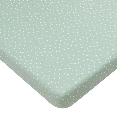 סדין ללול תינוק 100% כותנה טריקו - ירוק משולשים