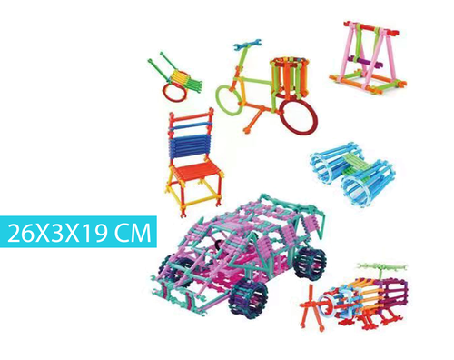 סט חלקים סטיקים להרכבה  השקית בגודל 26X3X19 CM- משחקי הרכבה - התפתחות הילד - לגן ולבית -גיל רך 