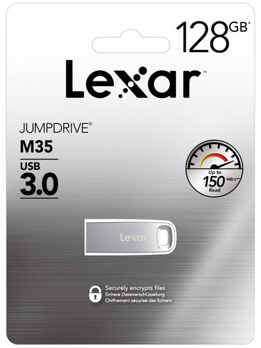 Lexar JumpDrive M35 - 128GB USB Flash Drive, USB Type-A 3.0, Silver