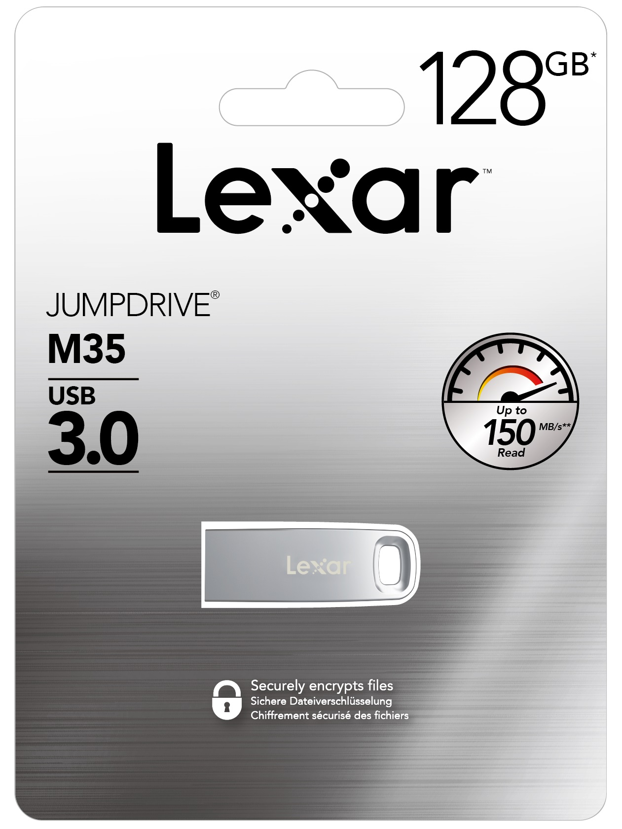 Lexar JumpDrive M35 - 128GB USB Flash Drive, USB Type-A 3.0, Silver