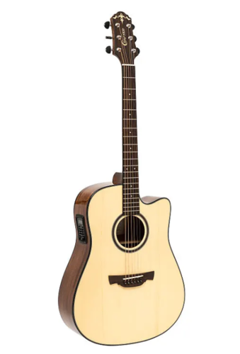 גיטרה אקוסטית מוגברת מקצועית ABLE D600CE N עם Cutway בצבע טבעי + תיק מרופד מבית CRAFTER