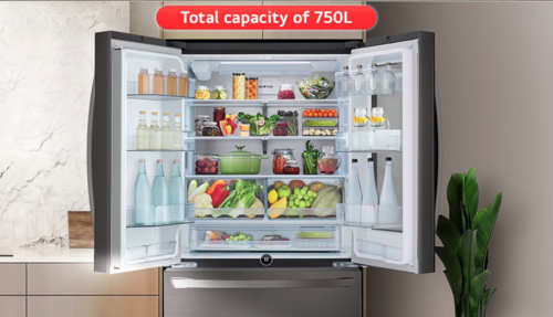 מקרר 3 דלתות מקפיא תחתון 750 ליטר LG GMZ765 נירוסטה מושחרת אל ג'י