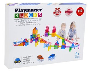 משחק מגנטים מסלול מכוניות -  112 חלקים 