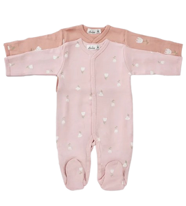 מארז זוג אוברולים מבד טריקו  NB Flowers and Love 