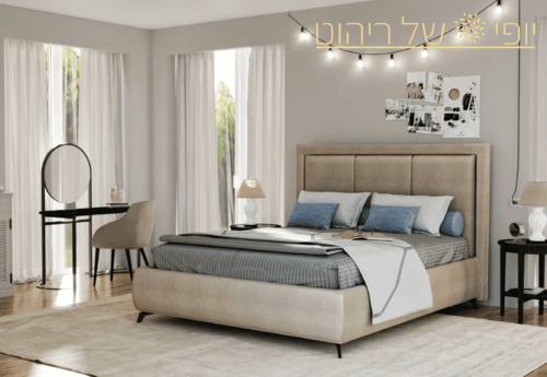 מיטה זוגית יהודית – מרופדת בסיס פלאור עם ראש מיטה דגם “קנדה”