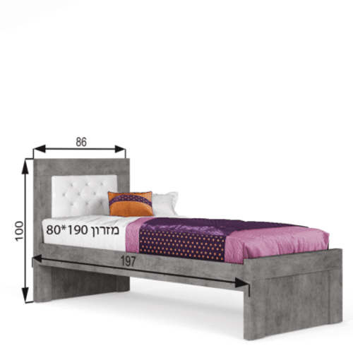 מיטת יחיד דגם קורן v1 קפיטונז